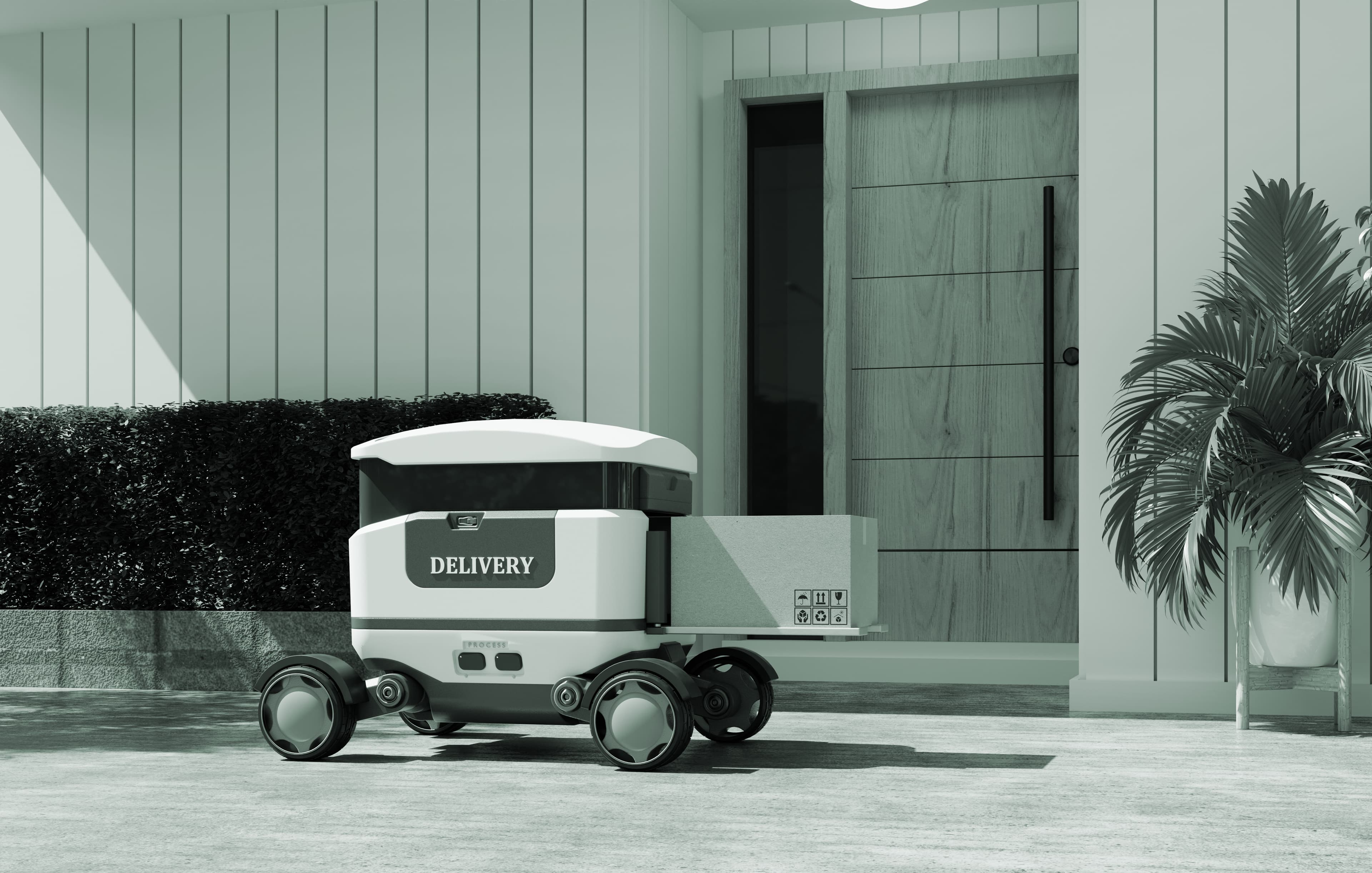 Delivery robot at door